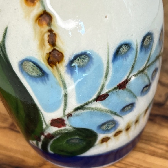 Mexican Art Pottery Vase with Floral Design Tonala Style 4.5” - Picture 6 of 12